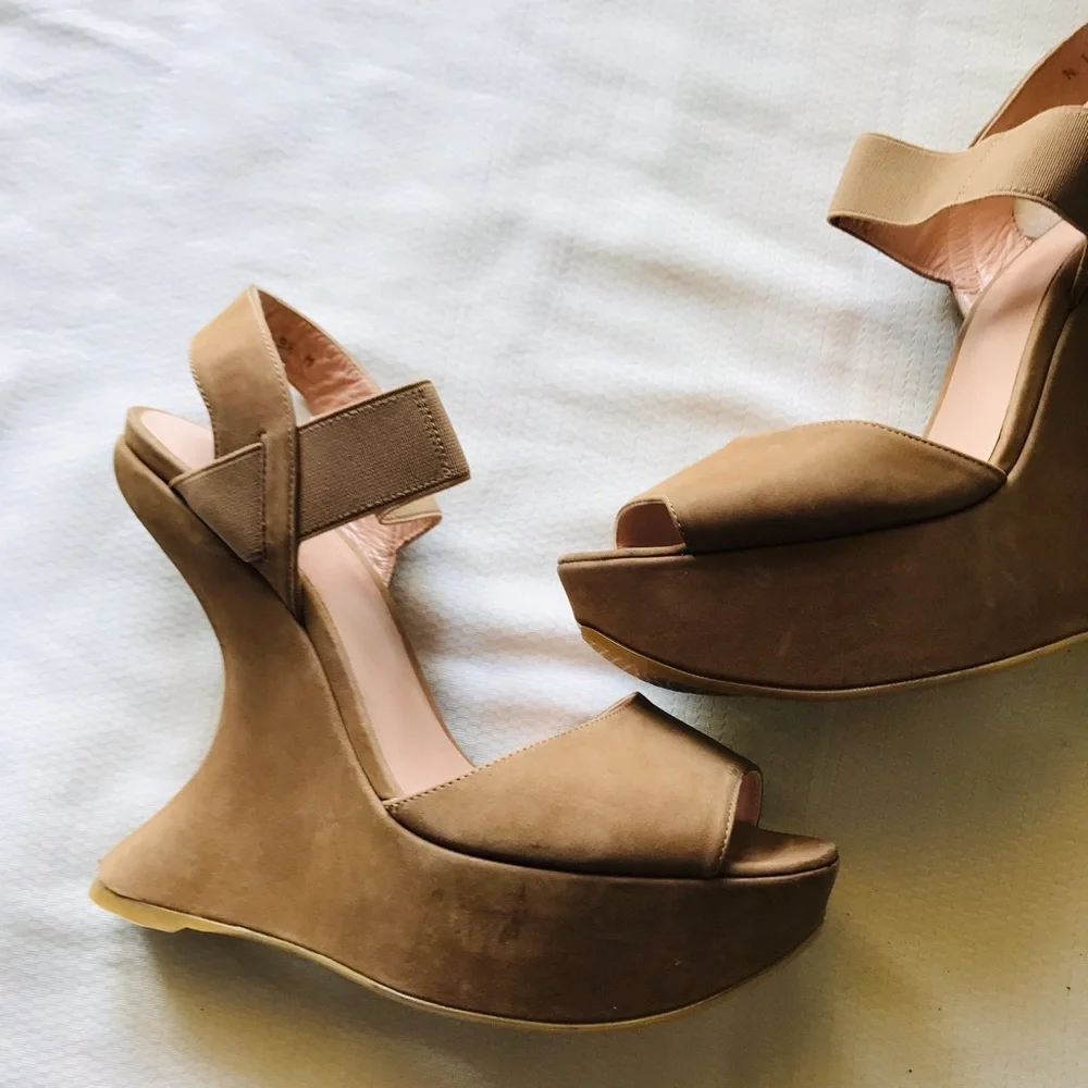 Stuart weitzman suede Tan Wedge Heels